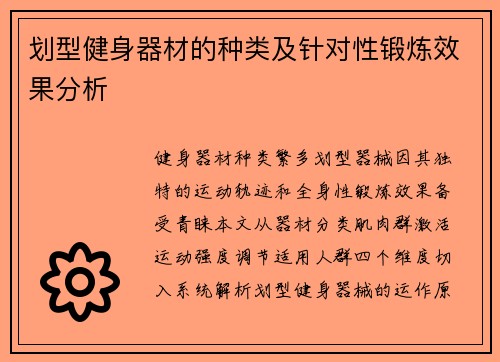 划型健身器材的种类及针对性锻炼效果分析
